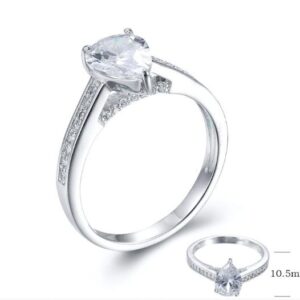 SJ26552, Ladies' Moissanite Ring, S925, Rhodium Plated, White, 3g