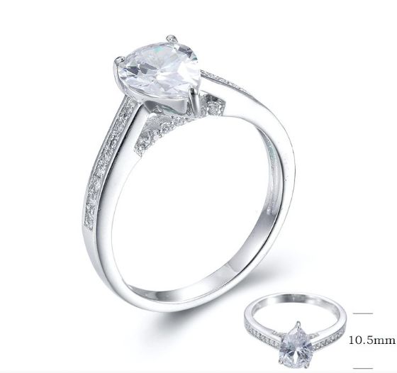 SJ26552, Ladies' Moissanite Ring, S925, Rhodium Plated, White, 3g
