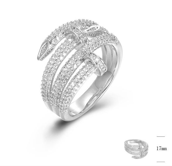 SJ45079, Ladies' Moissanite Ring, S925, Rhodium Plated, White, 7.83g