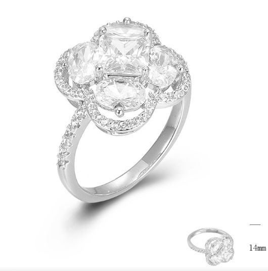 SJ45680, Ladies' Moissanite Ring, S925, Rhodium Plated, White, 3.8g