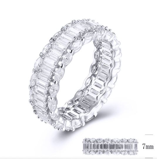 SJ32210, Ladies' Moissanite Ring, S925, Rhodium Plated, White, 3.82g
