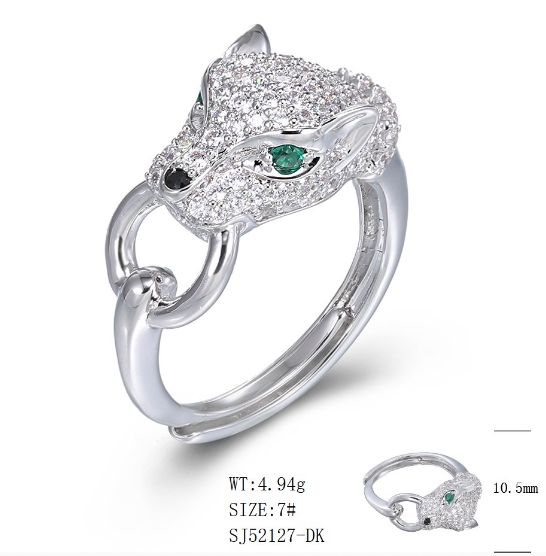 SJ52127, Ladies' Moissanite Ring, S925, Rhodium Plated, White, 5.09g