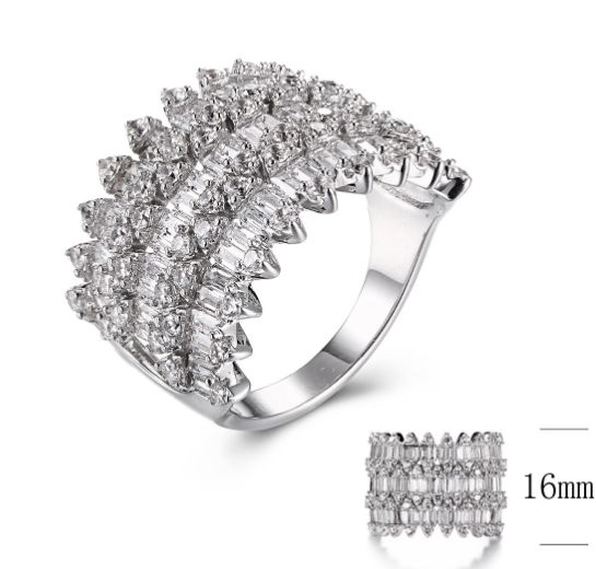 SJ30628, Ladies' Moissanite Ring, S925, Rhodium Plated, White, 6.86g