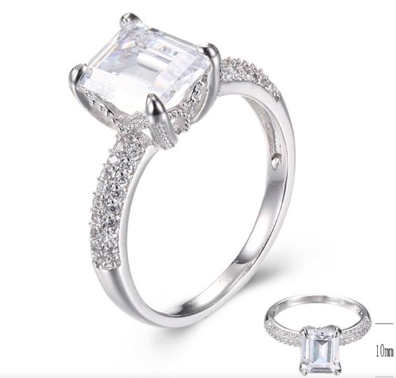 SJ28181, Ladies' Moissanite Ring, S925, Rhodium Plated, White, 3.23g