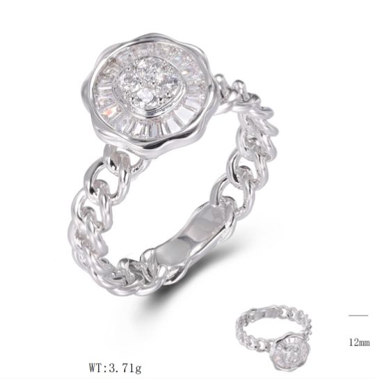SJ49091, Ladies' Moissanite Ring, S925, Rhodium Plated, White, 3.81g