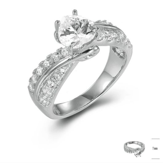 SJ43644, Ladies' Moissanite Ring, S925, Rhodium Plated, White, 4.96g