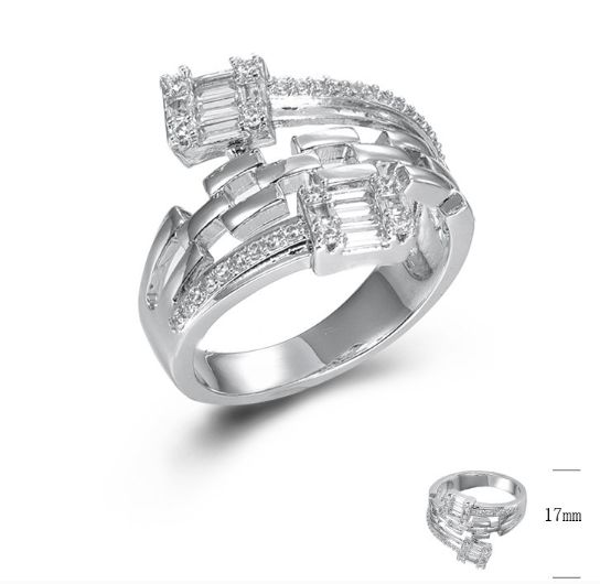 SJ45354, Ladies' Moissanite Ring, S925, Rhodium Plated, White, 4.91g