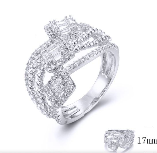 SJ33900, Ladies' Moissanite Ring, S925, Rhodium Plated, White, 5.06g