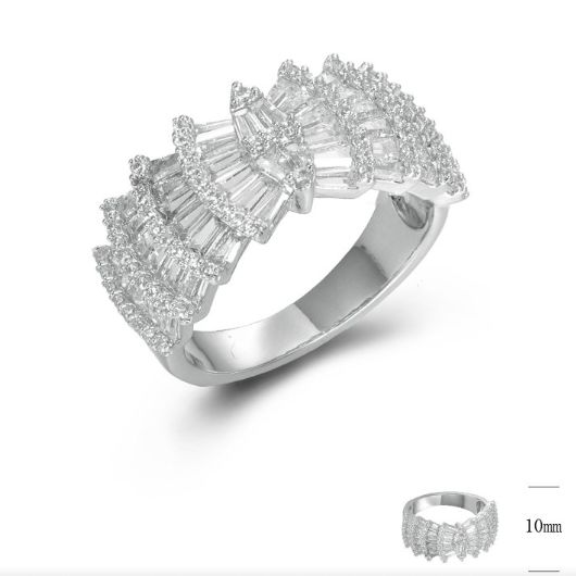 SJ44741, Ladies' Moissanite Ring, S925, Rhodium Plated, White, 4.92g