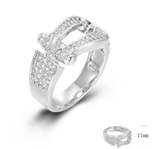 SJ45473, Ladies' Moissanite Ring, S925, Rhodium Plated, White, 4.79g
