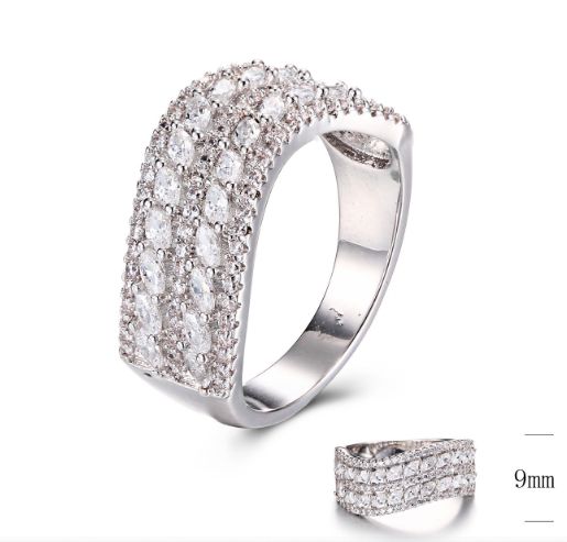 SJ30130, Ladies' Moissanite Ring, S925, Rhodium Plated, White, 4.57g