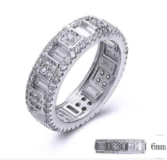 SJ34111, Ladies' Moissanite Ring, S925, Rhodium Plated, White, 4.47g