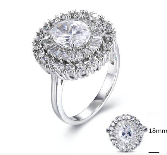 SJ29979, Ladies' Moissanite Ring, S925, Rhodium Plated, White, 5.94g