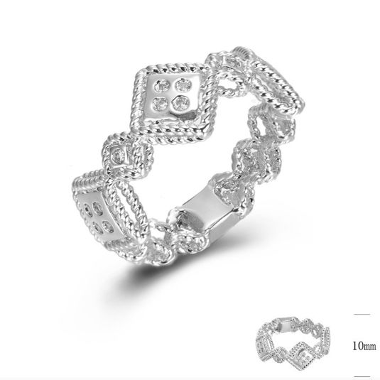 SJ45453, Ladies' Moissanite Ring, S925, Rhodium Plated, White, 5.93g