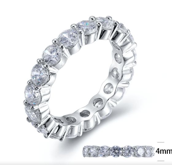 SJ24467, Ladies' Moissanite Ring, S925, Rhodium Plated, White, 5.1g