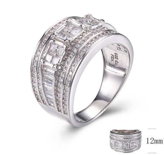 SJ29435, Ladies' Moissanite Ring, S925, Rhodium Plated, White, 6.91g