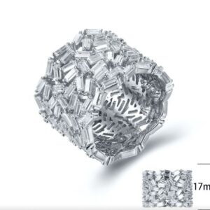 SJ29004, Ladies' Moissanite Ring, S925, Rhodium Plated, White, 9.18g