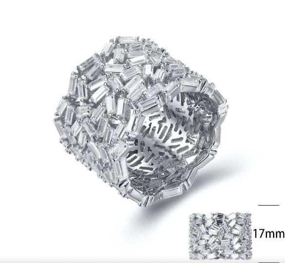 SJ29004, Ladies' Moissanite Ring, S925, Rhodium Plated, White, 9.18g