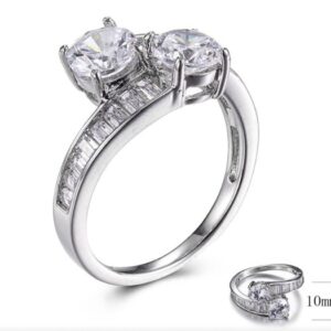 SJ27545, Ladies' Moissanite Ring, S925, Rhodium Plated, White, 3.25g