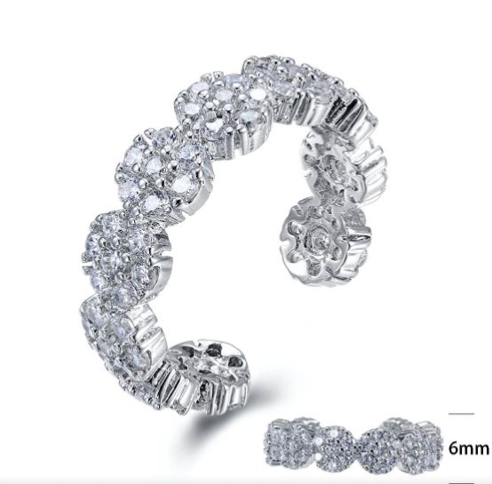 SJ24295, Ladies' Moissanite Ring, S925, Rhodium Plated, White, 4.19g