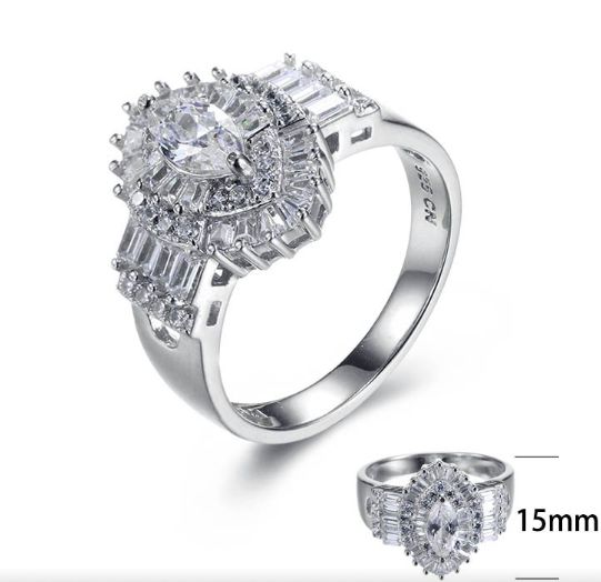 SJ27604, Ladies' Moissanite Ring, S925, Rhodium Plated, White, 5.26g