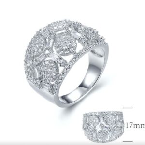 SJ29054, Ladies' Moissanite Ring, S925, Rhodium Plated, White, 7.13g