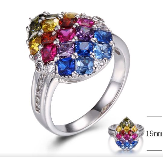 SJ30371, Ladies' Moissanite Ring, S925, Rhodium Plated, White, 5.33g