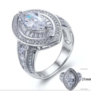 SJ25254, Ladies' Moissanite Ring, S925, Rhodium Plated, White, 6.61g