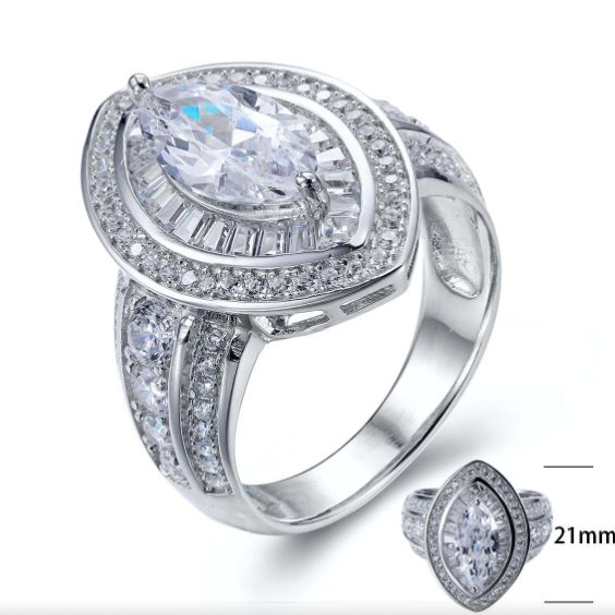 SJ25254, Ladies' Moissanite Ring, S925, Rhodium Plated, White, 6.61g