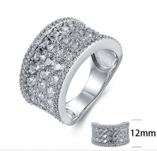 SJ23244, Ladies' Moissanite Ring, S925, Rhodium Plated, White, 8.35g