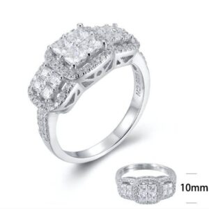 SJ26391, Ladies' Moissanite Ring, S925, Rhodium Plated, White, 4.5g