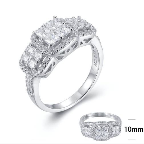 SJ26391, Ladies' Moissanite Ring, S925, Rhodium Plated, White, 4.5g