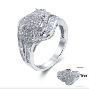 SJ26043, Ladies' Moissanite Ring, S925, Rhodium Plated, White, 5.07g