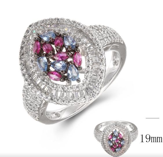 SJ36520, Ladies' Moissanite Ring, S925, Rhodium Plated, White, 4.1g