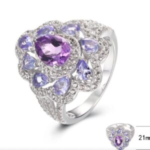 SJ23269, Ladies' Moissanite Ring, S925, Rhodium Plated, White, 5.87g