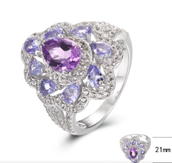 SJ23269, Ladies' Moissanite Ring, S925, Rhodium Plated, White, 5.87g