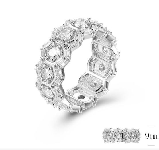 SJ29114, Ladies' Moissanite Ring, S925, Rhodium Plated, White, 2.91g