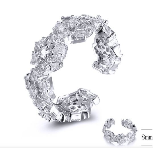 SJ32131, Ladies' Moissanite Ring, S925, Rhodium Plated, White, 4.34g