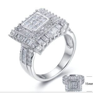 SJ25360, Ladies' Moissanite Ring, S925, Rhodium Plated, White, 6.25g