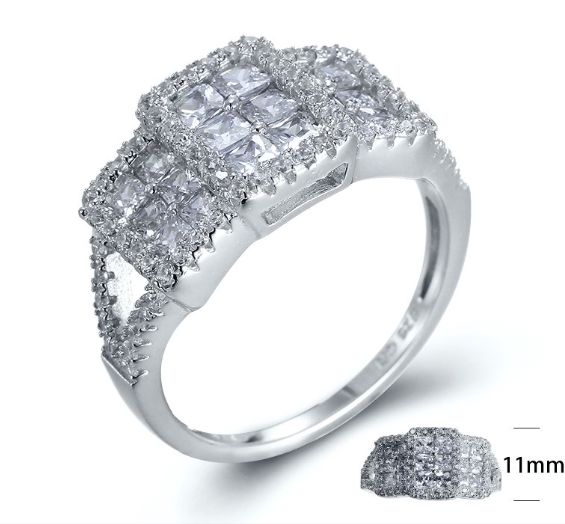 SJ24797, Ladies' Moissanite Ring, S925, Rhodium Plated, White, 4.76g