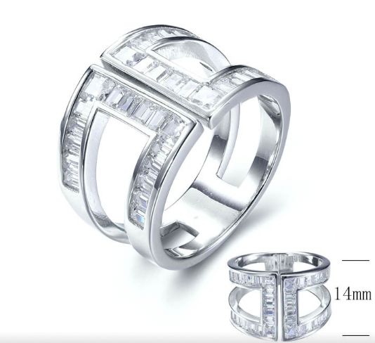 SJ28778, Ladies' Moissanite Ring, S925, Rhodium Plated, White, 4.79g