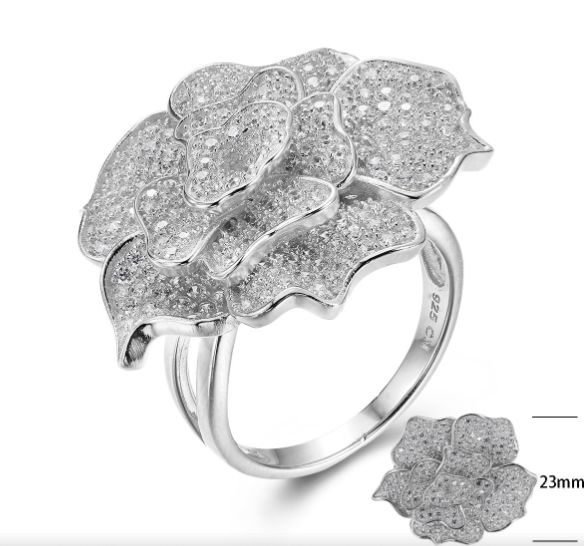 SJ25315, Ladies' Moissanite Ring, S925, Rhodium Plated, White, 9.59g