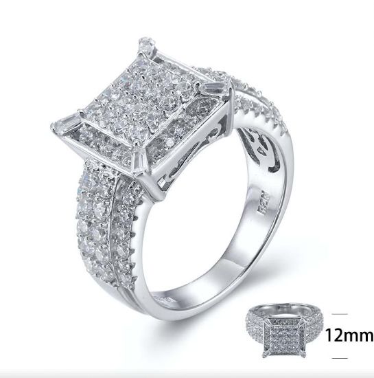 SJ26836, Ladies' Moissanite Ring, S925, Rhodium Plated, White, 7.42g