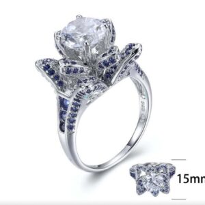 SJ23514, Ladies' Moissanite Ring, S925, Rhodium Plated, White, 6.48g