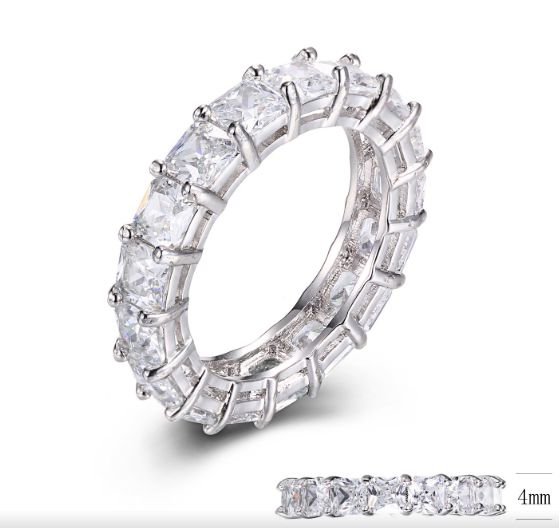 SJ30954, Ladies' Moissanite Ring, S925, Rhodium Plated, White, 4.25g