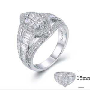 SJ26331, Ladies' Moissanite Ring, S925, Rhodium Plated, White, 6.04g