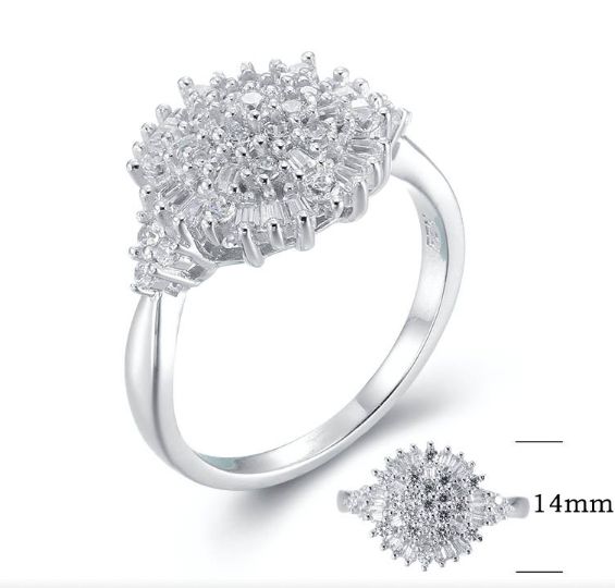 SJ26423, Ladies' Moissanite Ring, S925, Rhodium Plated, White, 4.01g