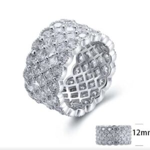 SJ26049, Ladies' Moissanite Ring, S925, Rhodium Plated, White, 9.54g
