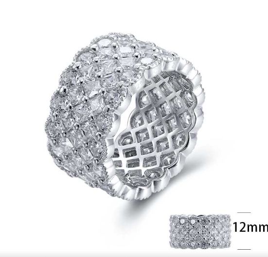 SJ26049, Ladies' Moissanite Ring, S925, Rhodium Plated, White, 9.54g