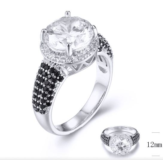 SJ31898, Ladies' Moissanite Ring, S925, Rhodium Plated, White, 6.23g